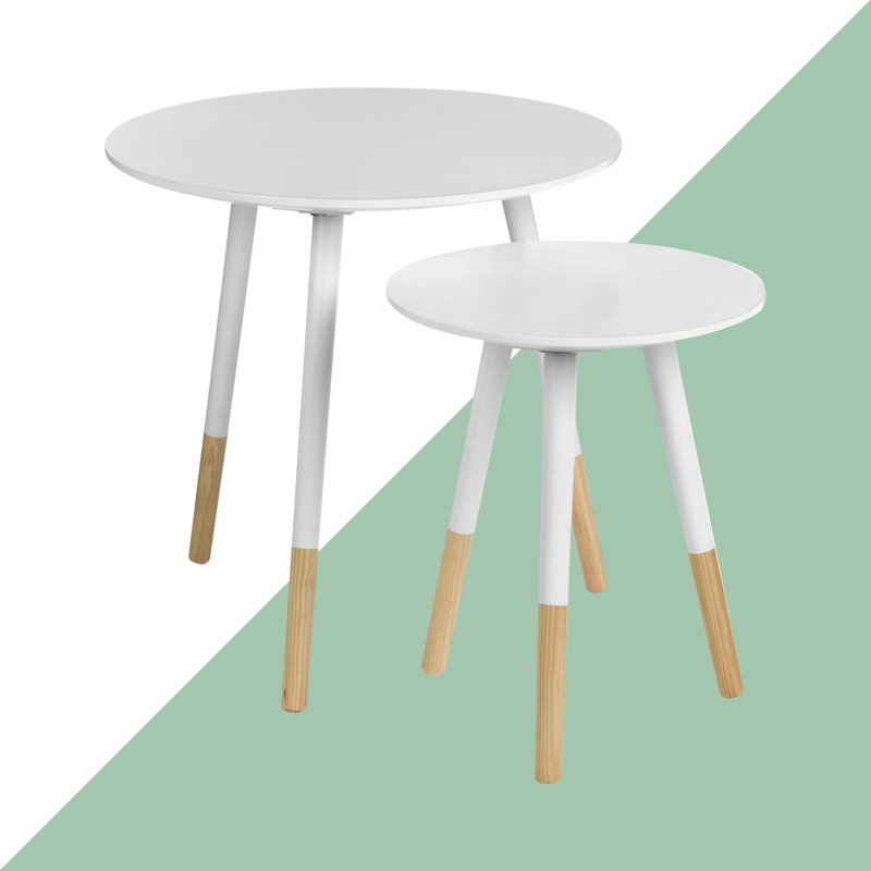 Combs Solid Wood Nesting Tables, White