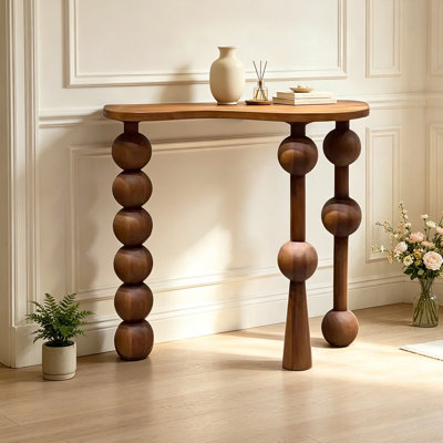 Nut-brown Solid Wood Console Table