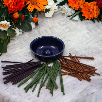 Ensemble-cadeau de 6 boîtes d'encens Hosley - Comprend 60 bâtons d'encens et porte-céramique - Ensemble de salle de bain idéal pour la méditation, le spa ou l'ambiance relaxante