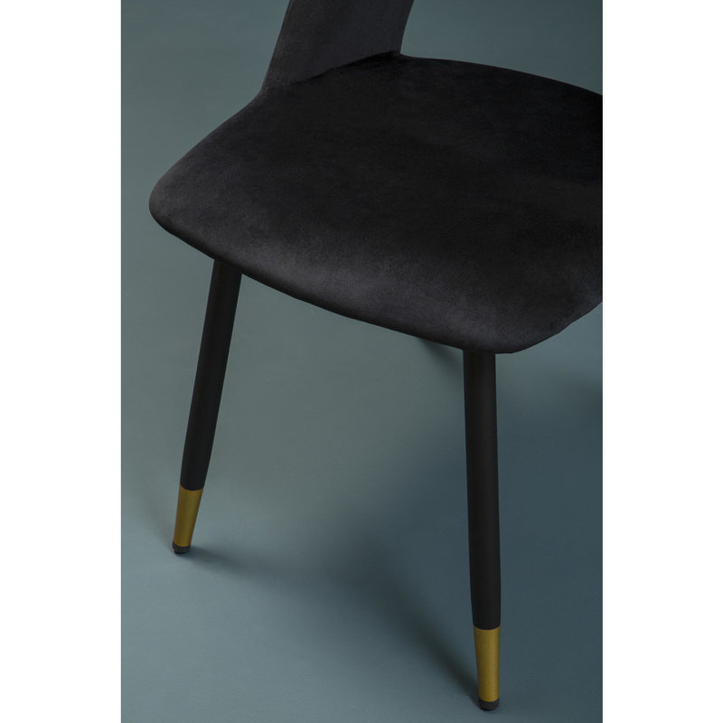 45cm H Velvet Upholstered Side Chair, Black, Black