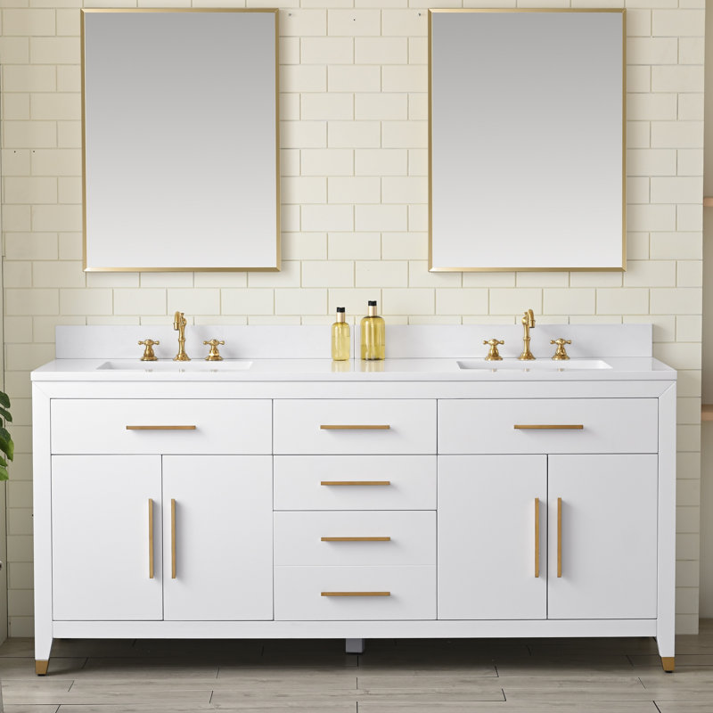 Meuble-lavabo double 72,5 po avec dosseret Maddison, Blanc