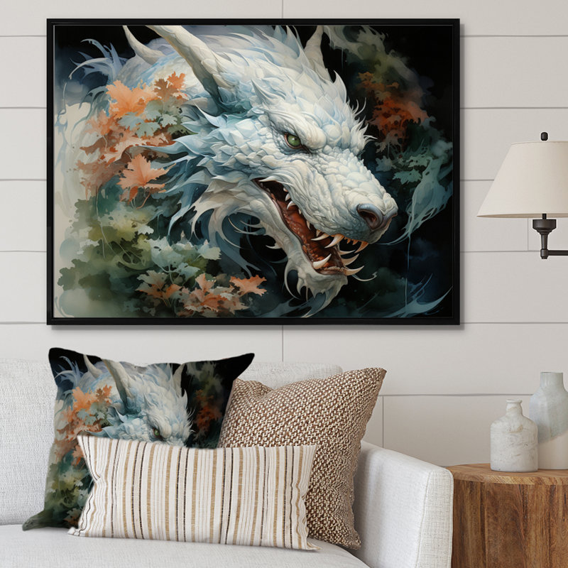 «Snediker China Art Jade Dragon II», reproduction, H 34 po x l 44 po x P 1,5 po, Cadre flottant noir