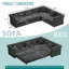 Canapé d'angle en velours de luxe avec lit escamotable, canapé-lit convertible 3 en 1 avec boutons capitonnés-1514603154