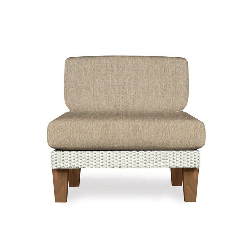 Catalina Outdoor Teak Lounge Chair, Remy Pebble, Ivory