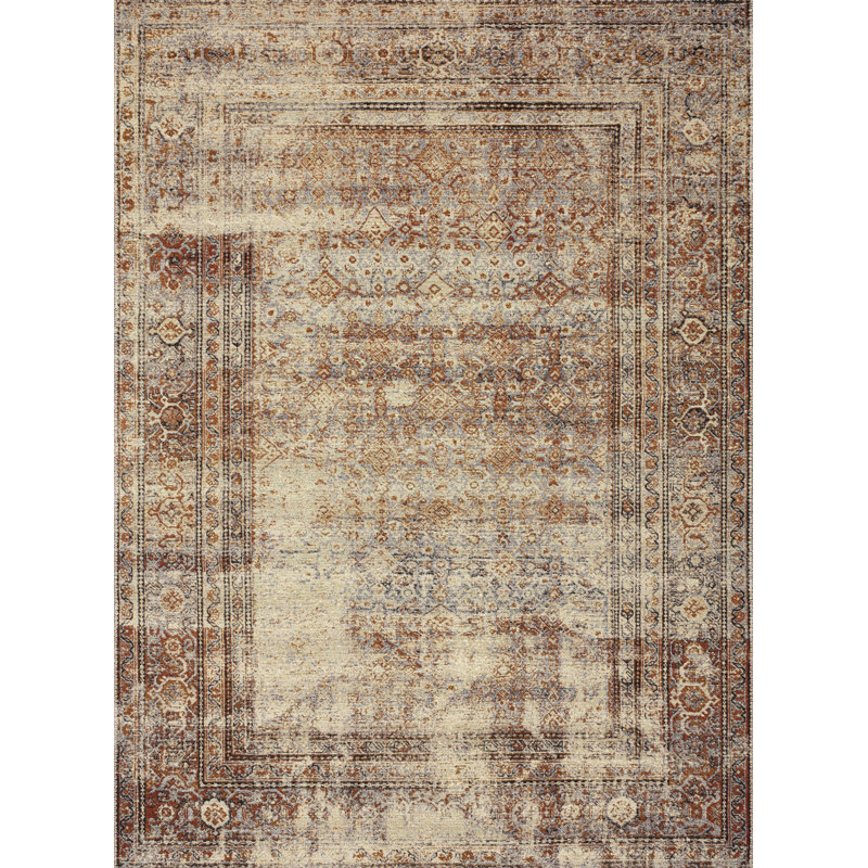 Tapis oriental naturel / brique Dirk, Rectangle 5 pi 3 po x 7 pi 8 po