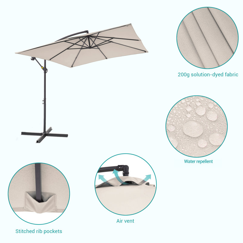 Vincenza 98.4" Cantilever Umbrella with Crank, Beige