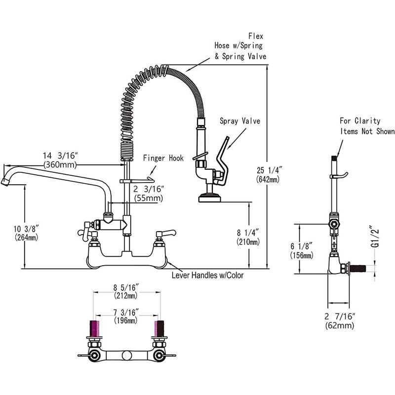 Commercial Kitchen Faucet With Pre-Rinse Sprayer & Swivel Spout