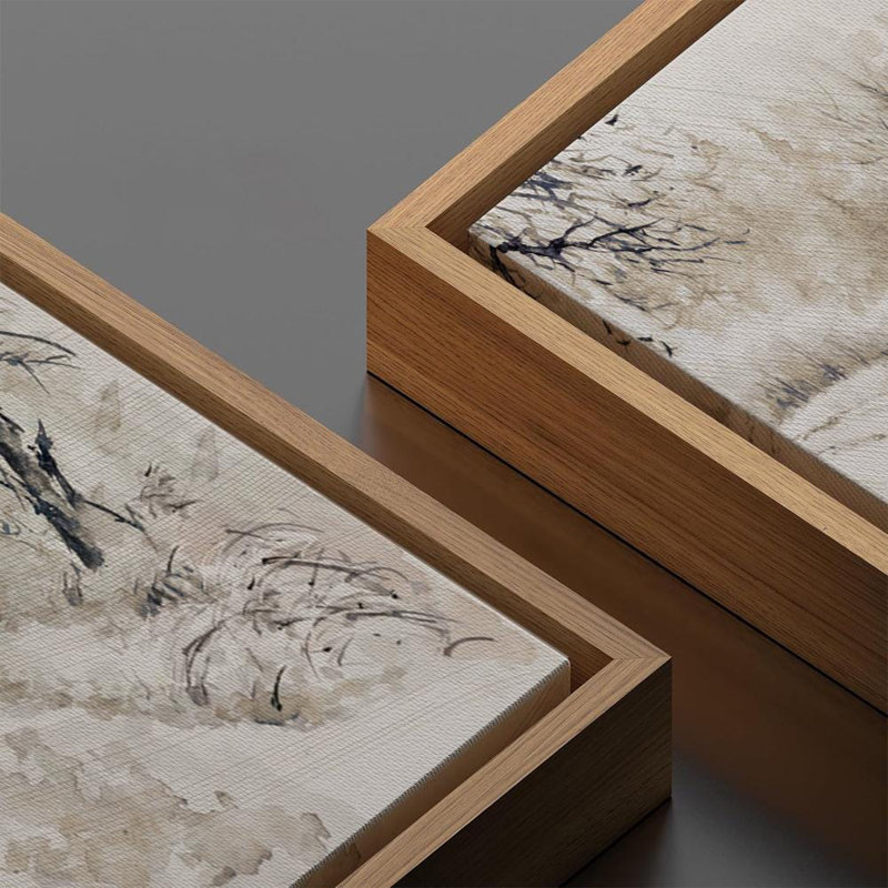 «Winter Cabin Rustic Snowy Scenery Nature Landscape», reproduction d'art sur toile encadrée, Naturel, H 24 po x l 36 po