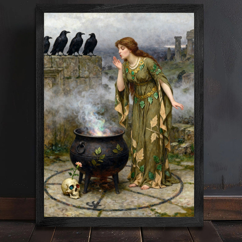 «Black», art mural fantaisiste, chaudron de sorcière, H 17 po x l 13 po