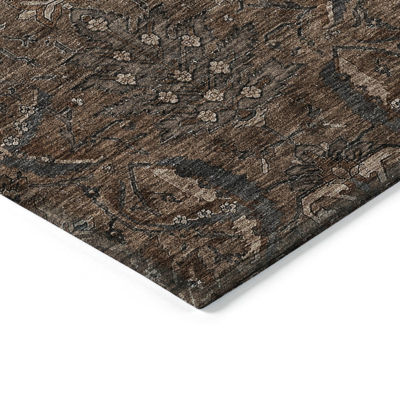 Tapis intérieur / extérieur lavable à la machine Chayil, Rectangle 10 pi x 14 pi