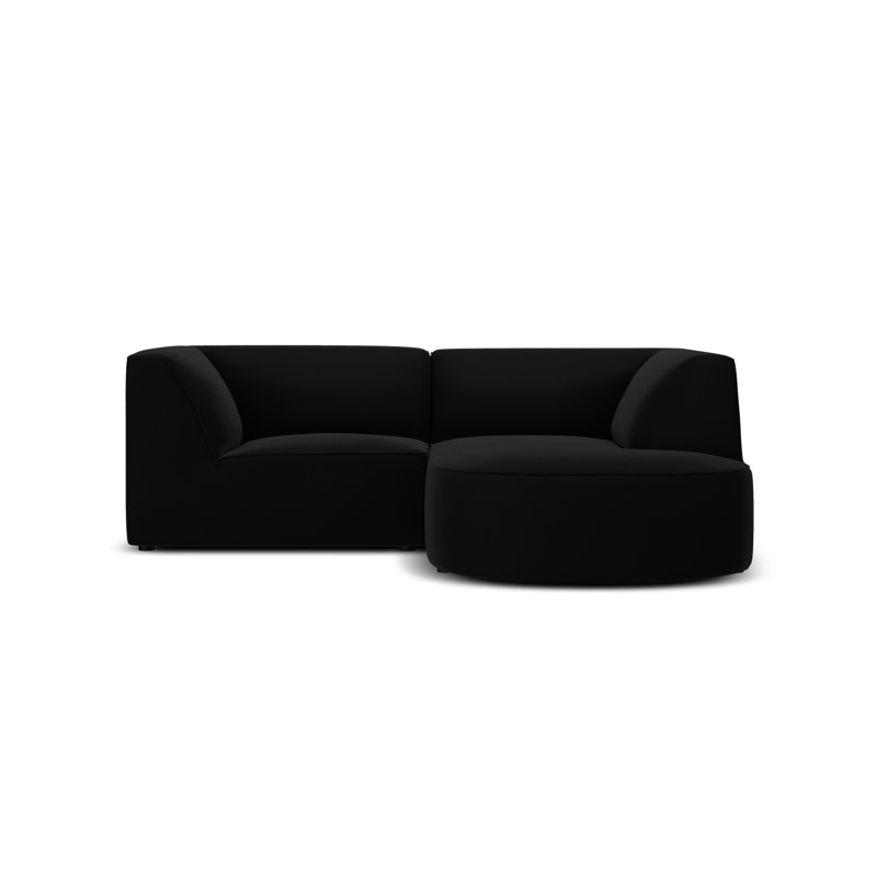 Adoraim 3 Seater Velvet Corner Sofa , Right Hand Facing, Black