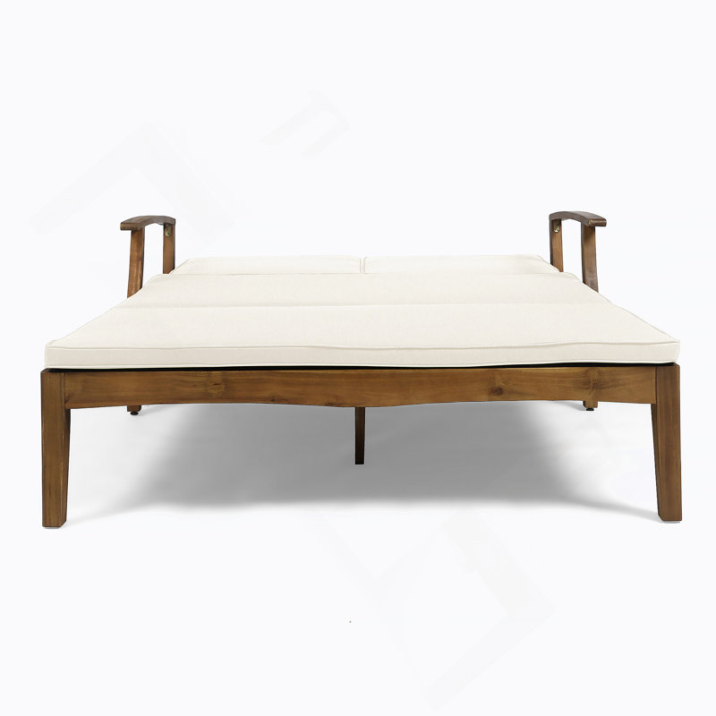 Double chaise longue de patio avec coussin, Crème