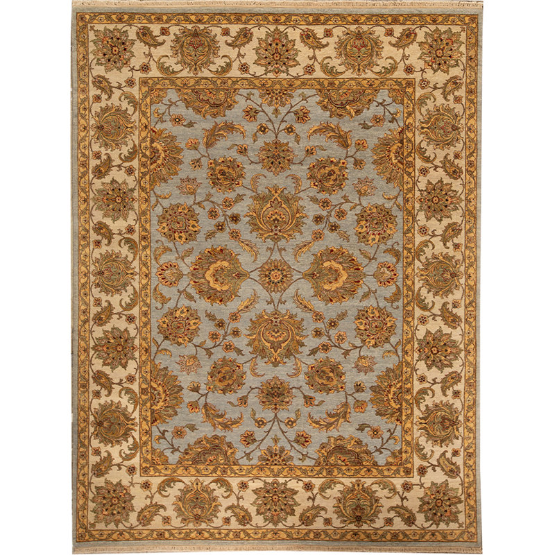 Tapis brun et crème noué à la main de haute qualité