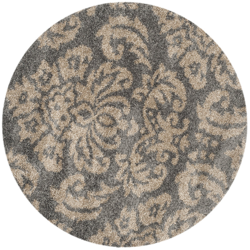 Ellyona Shag Performance Abstract Rug, Round 4'