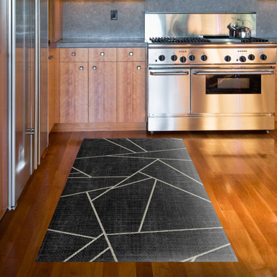 Tapis gris en polyester Keyundra