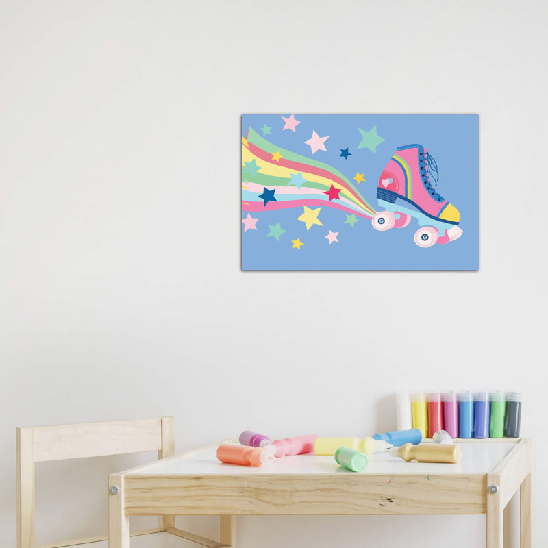 «Rainbow Skate» par Nancy Mckenzie - impression d'art graphique, H 18 po x l 26 po x P 1,5 po, Toile tendue
