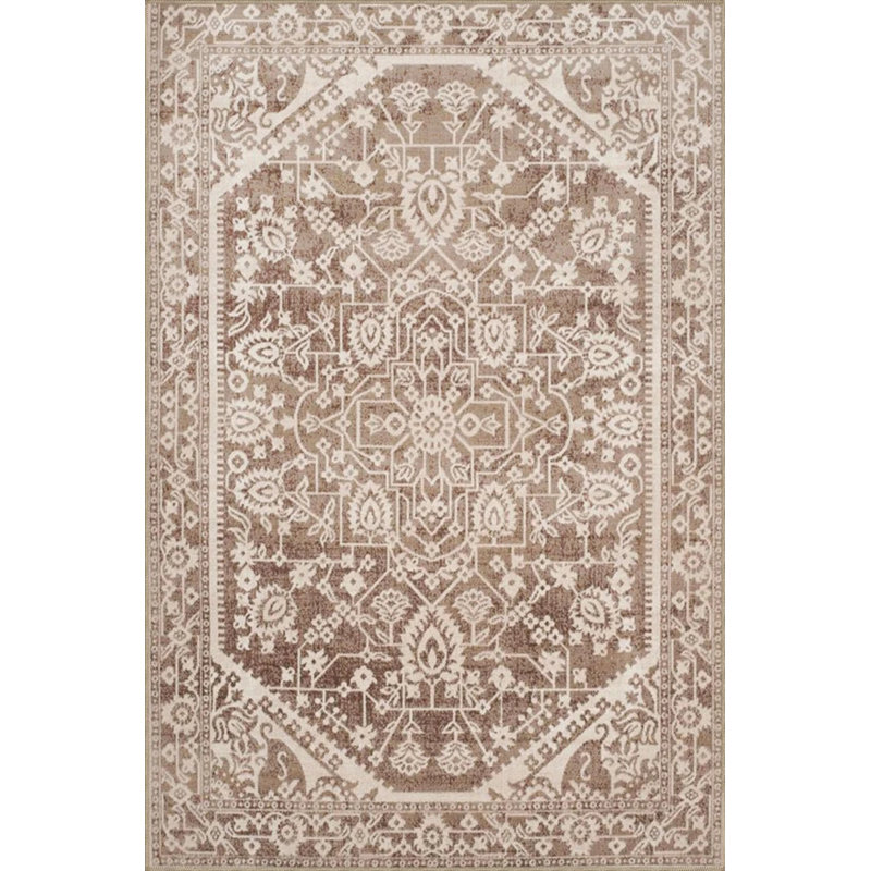 Star Themed Traditional Woven Based Washable Carpet, Round 5'