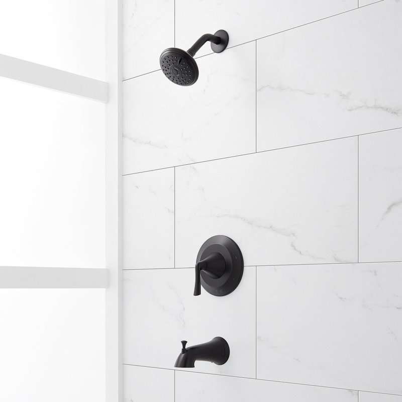Provincetown Pressure Balance Tub and Shower Set, Matte Black