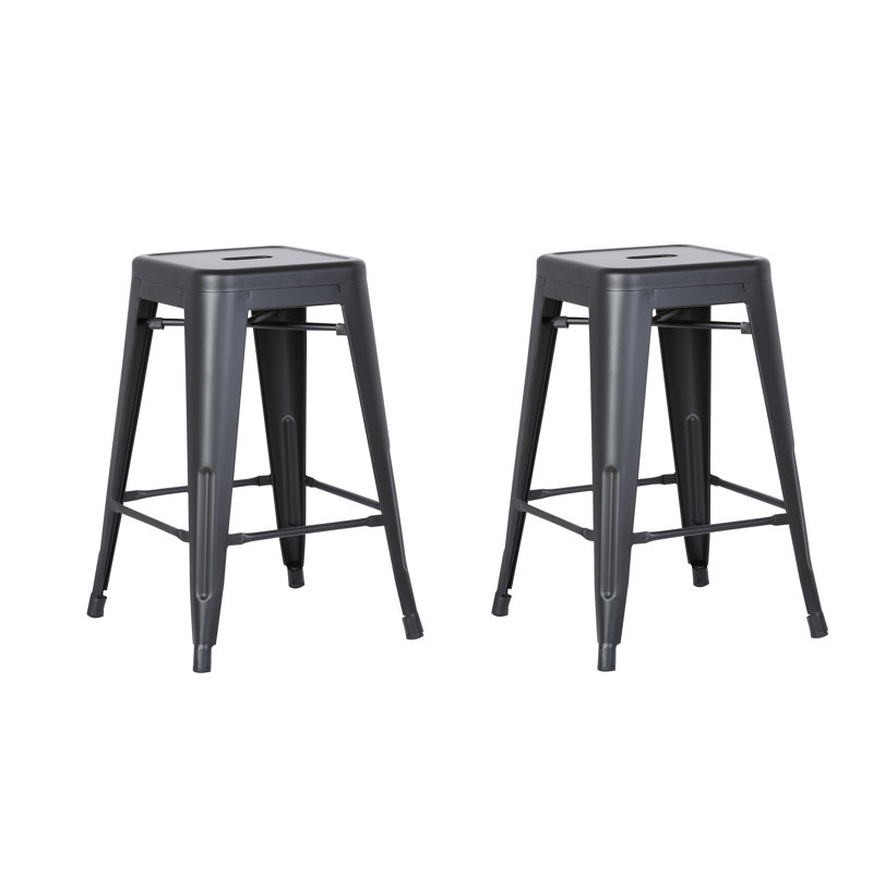 Kendraya Rustic Country Metal Bar & Counter Stool, Matte Black, Matte Black, Counter Stool (24" Seat Height)