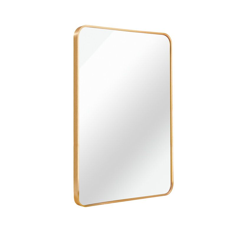 Miroir de bar rectangulaire en métal, Doré, 30 po x 22 po