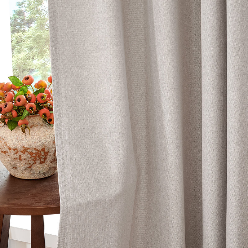 Linen Textured Blackout Curtain Panel - Thermal Insulated Grommet Drape for Light Control & Privacy (1 Panel), 52" W x 96" L