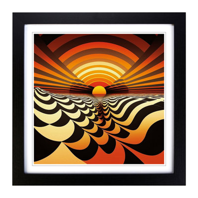 Sunset Op Art - Single Picture Frame Print on Wood