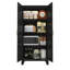 Armoire de rangement en métal noir avec 2 portes galbées et tablettes réglables pour la chambre à coucher et le salon-520969326