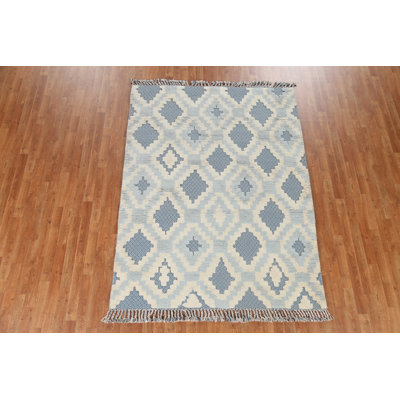 Tapis marocain en laine Trellis noué à la main 5 pi 8 po x 7 pi 5 po