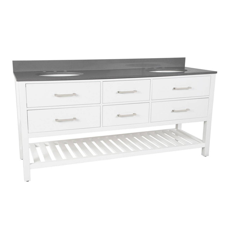Ensemble de meuble-lavabo double l 72 po x P 22 po x H 34 po, Blanc