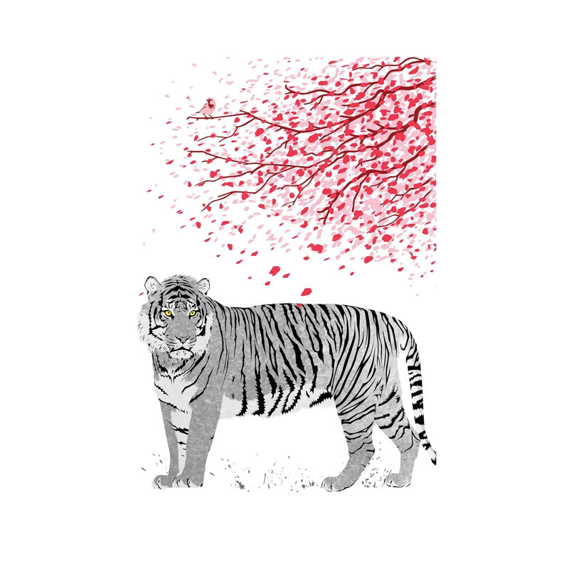 Cherrytree Tiger by Alberto Perez - Wrapped Canvas Painting, 66.04 cm H x 45.72 cm W