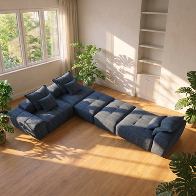 Canapé modulaire touffeté en chenille scintillant l 170,08 po x P 85,04 po x H 25,6 po