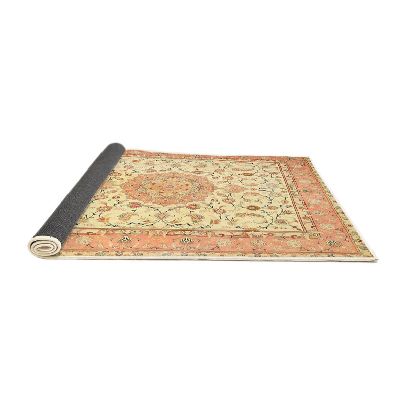 Orange oriental/jaune/brun Tapis décoratif, Rond 8 pi