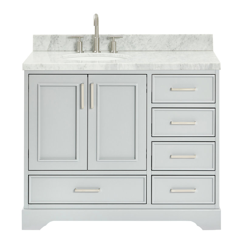 Ensemble de meuble-lavabo simple 43 po avec plateau Abshire, Gris
