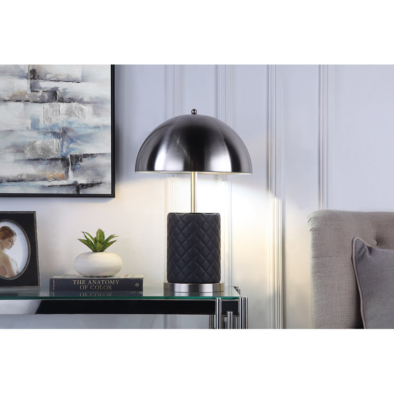 Veroana Metal Table Lamp, Satin Nickel, Black