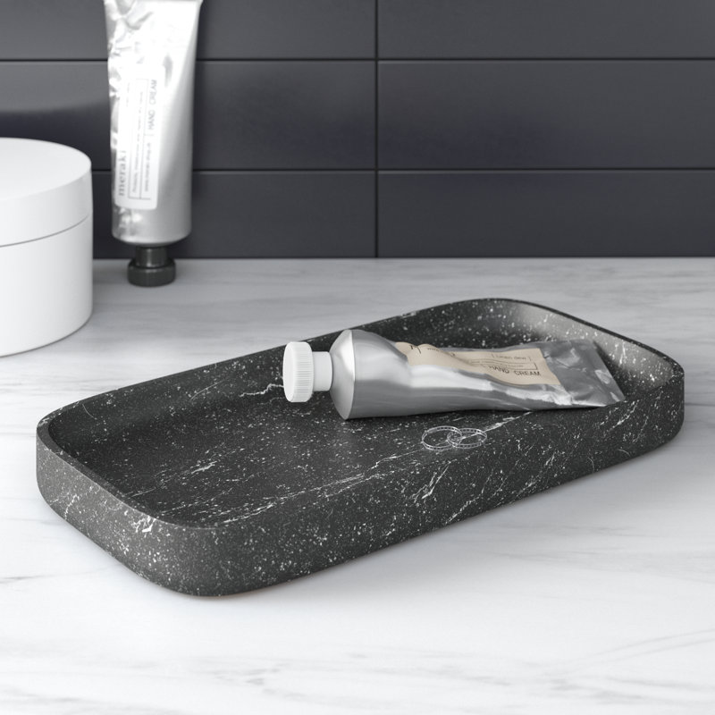 Anahie Jewellery/Cosmetic/Candle/Perfume/Soap/Shampoo Organizer Resin Tray, Black