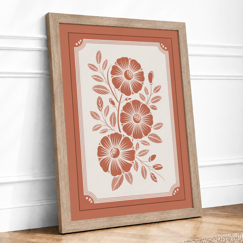 Symmetrical Blooms Botanical - Framed Print, Oak, A4 - 29.7 x 21.0 cm