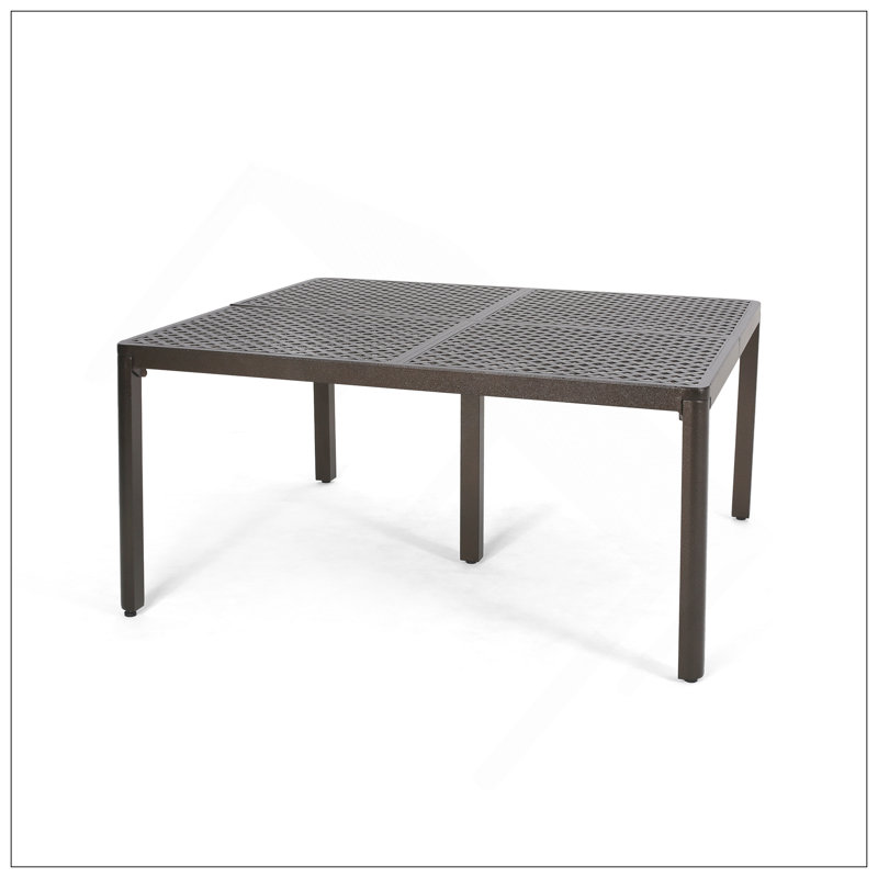 Table de salle à manger d'extérieur moderne en aluminium avec accents tissés, noir brillant