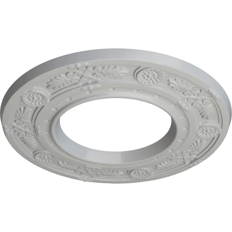 Médaillon de plafond Endurathane Daniela, DE 8 po x P 3 7/8 po x P 1/2 po (convient aux auvents jusqu'à 3 7/8 po), fini givré peint à la main