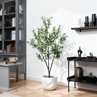 Fake Black Olive Tree with Pot, Faux Olive Tree 5Ft, Indoor Tall Artificial Plants Potted for Indoor Outdoor Living Room Home Office Entryway Restaurant Store Wedding Decor, Housewarming Gift Idea