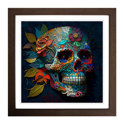 Sugar Skull Neo-Impressionism - Framed Print