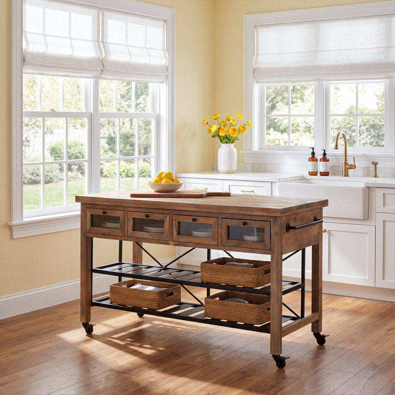 Cadhla Solid Wood Kitchen Island