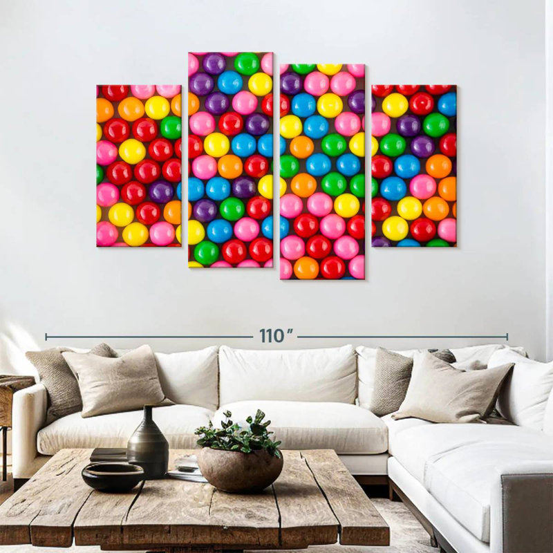Yarlin Bright Gumball Sweets, 54" H x 84" W
