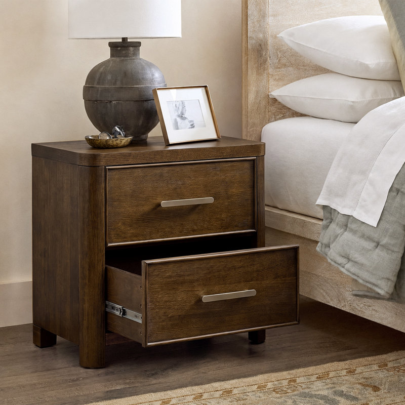 Table de chevet 2 tiroirs Rita, Walnut