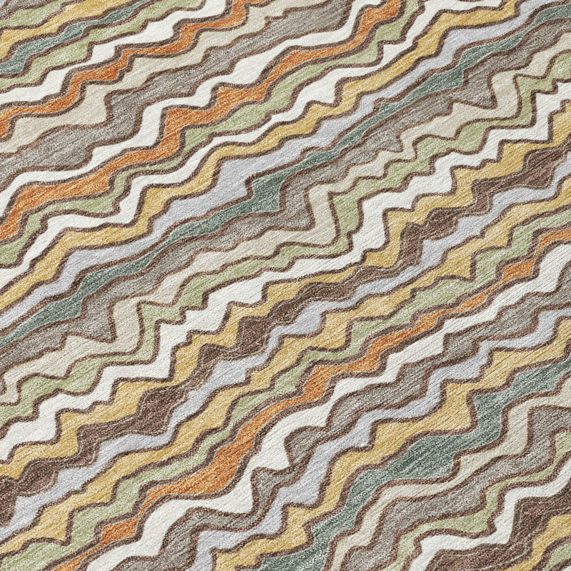 Machine Washable Indoor/Outdoor Chantille ACN2436 Stripes Rug, Taupe, 5' x 7'6"