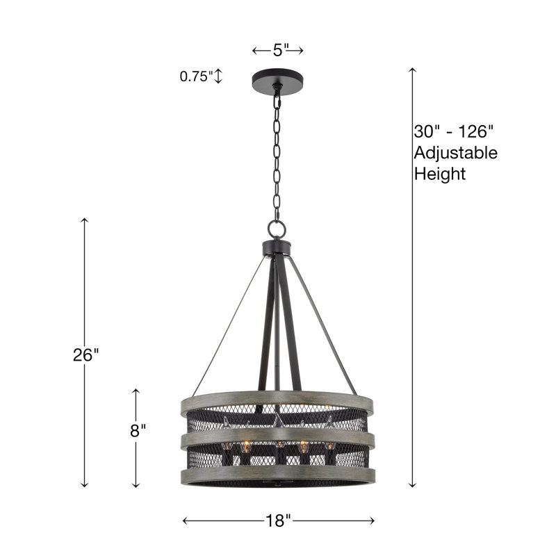 5 - Light Dimmable Drum Chandelier