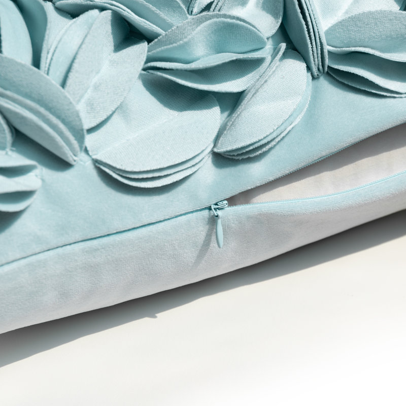 Housse de coussin brodée, Bleu ciel - Suède uni, H 18 po x l 18 po