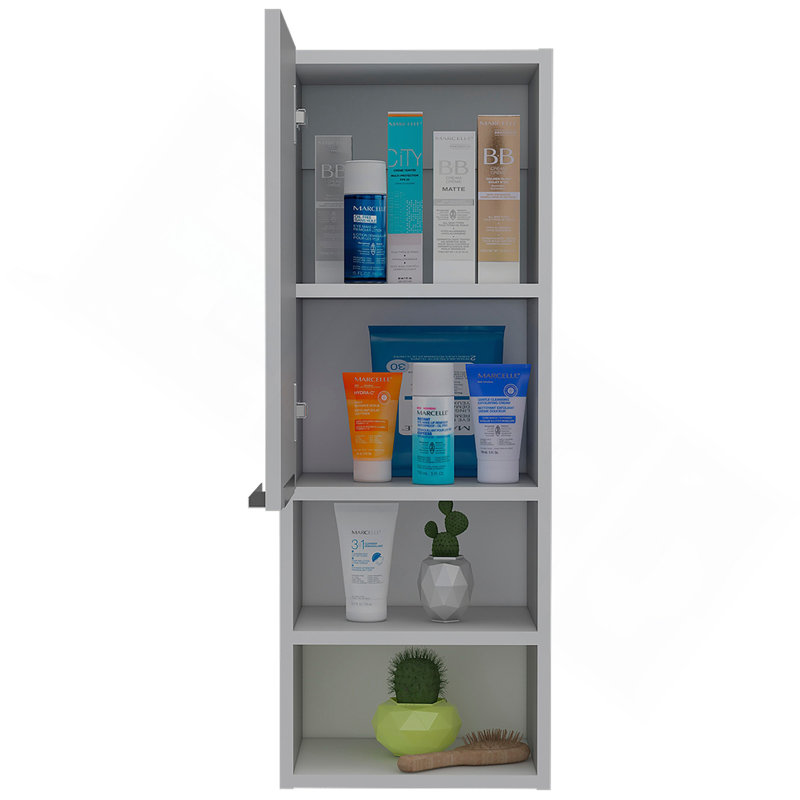 Mila  Bathroom Cabinet, Two Internal Shelves, Two External Shelves, Single Door -White, White