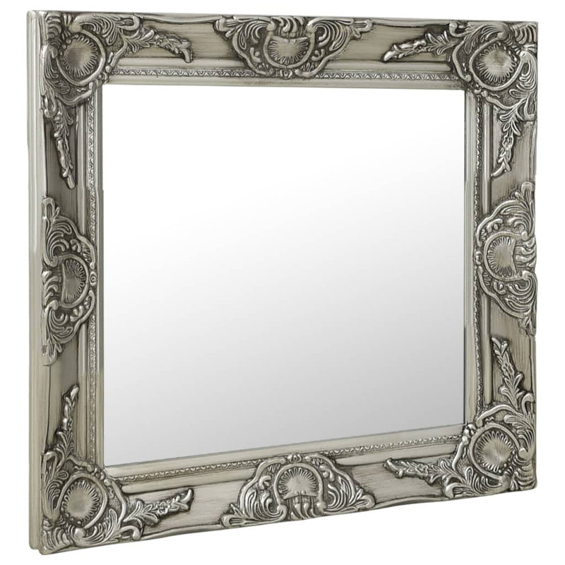 Ginsberg Wood Square Wall Mirror, Silver, 50cm H x 50cm W