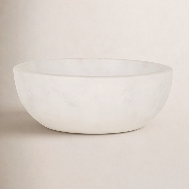Simple Marble Decorative Bowl, 2.5" H x 6.5" W x 6.5" D, White