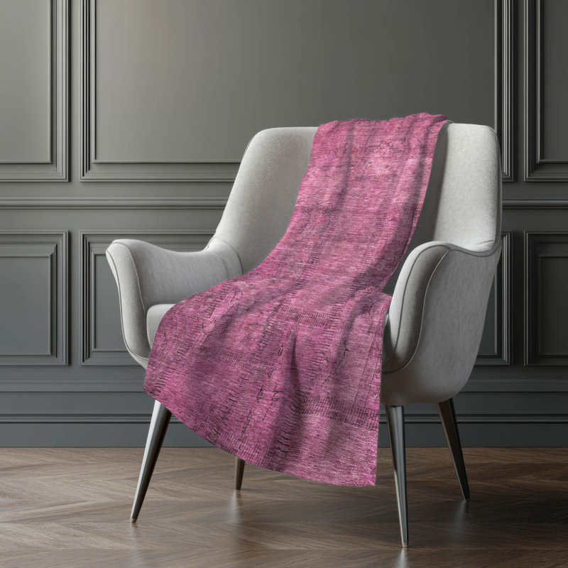 Addison Machine Washable Sherpa Throw Blanket, ASB685 Patchwork, Rosé